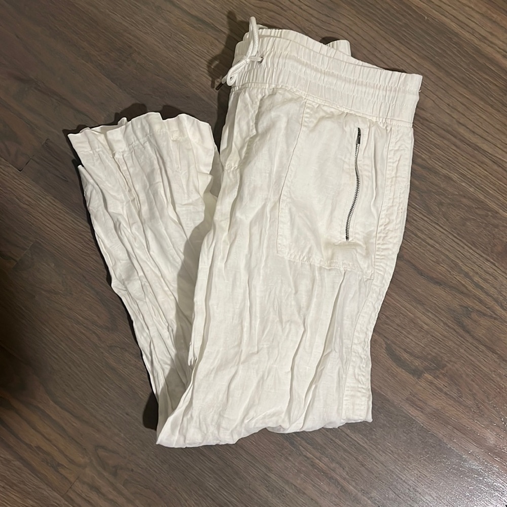 Athleta white linen pants